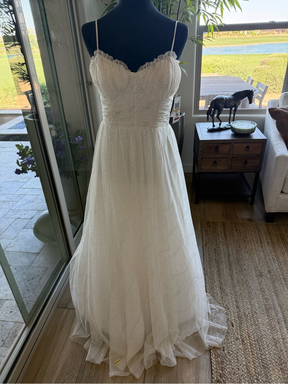 White strappy long dress